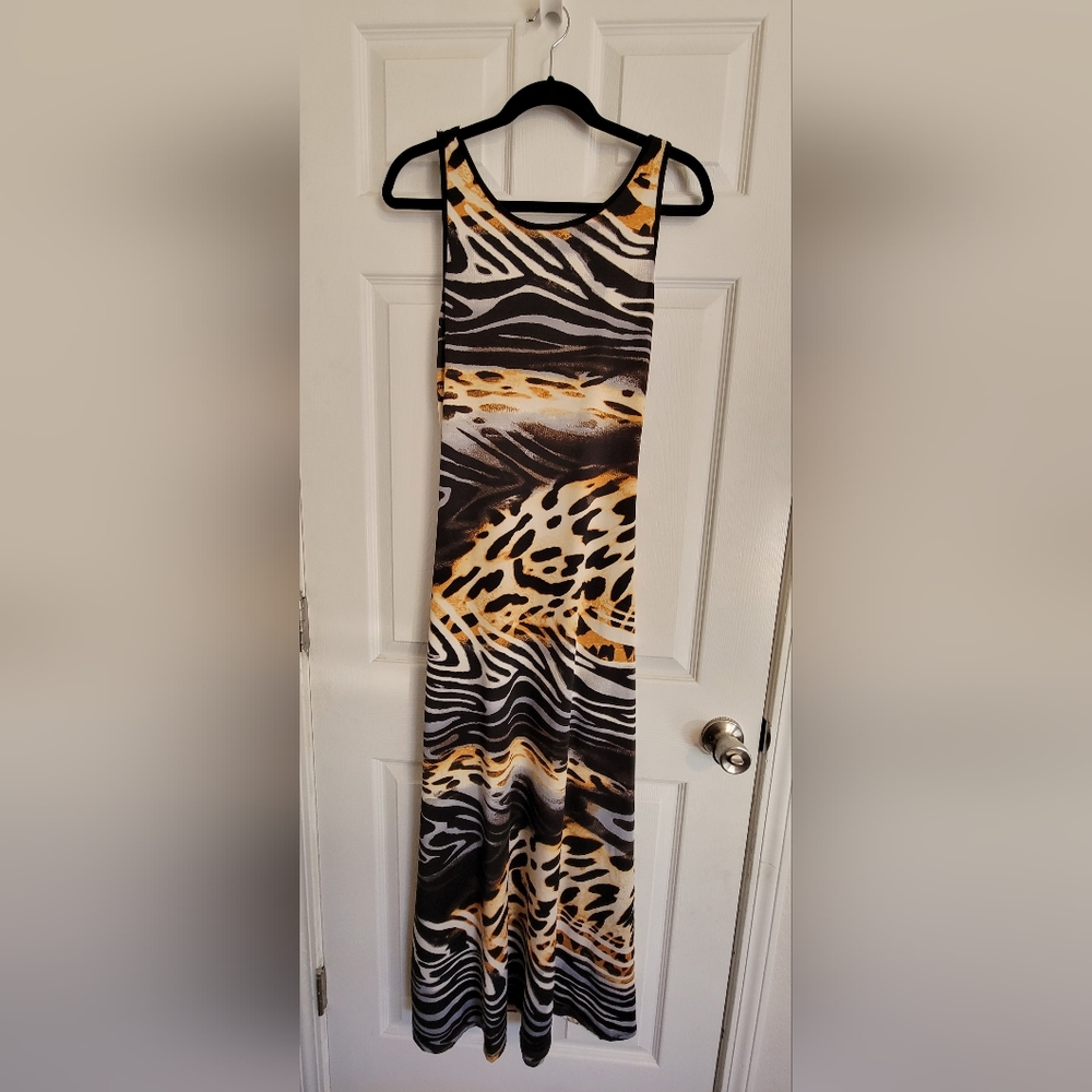Venus Maxi Animal Print Dress. Size S